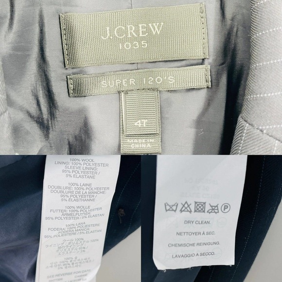 J. Crew Womens Jacket Sz 4T Tall 1035 Pinstripe Campbell Super 120s Wool Blazer - Picture 6 of 9